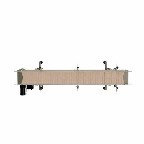 Heavy Duty 6 Foot Stainless Steel Conveyor Belt With Variable Speed Drive And 12 Inch Acetal Plastic Track For Fast Warehouse Moves from the top view.