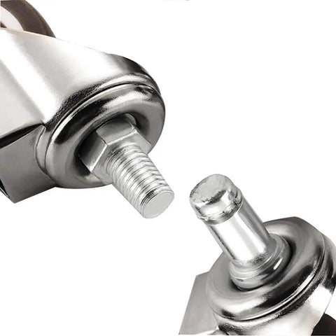 Heavy Duty Swivel Rubber Caster Wheels Dead Quiet Furniture Roller Replacement Set Of Five M11 Threaded Stem close-up of metal threads