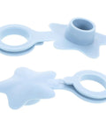 2pcs Silicone Bathtub Drain Stopper Flat Cover Shaped in light blue, star design for use in bathtubs and sinks.