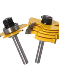 Adjustable Three Wing Slot Cutter Router Bit Set With Bearings One Quarter Inch Shank One Half Inch Cutting Depth tools