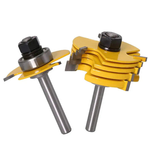 Adjustable Three Wing Slot Cutter Router Bit Set With Bearings One Quarter Inch Shank One Half Inch Cutting Depth tools