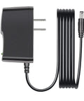 UL Listed 9V AC Power Adapter With 5.5x2.1mm Plug, 6.6ft Cord, Center Positive, shown side view, cord coiled, AC plug visible.