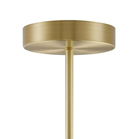 Satin brass canopy detail of Briana 3 Light Pendant Ceiling Light In Black Finish, Mid Century Modern Chandelier with Metal Shades.