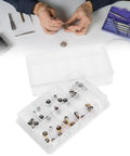 Go To Watch Crown Kit Set With 24 Pieces in 5.3mm, 6mm, 7mm sizes, organized in a clear storage case for DIY maintenance.