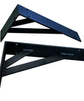2 Pack Straight Up Heavy Duty Triangle Shelf Brackets Built Like A Tank For Wall Mounted Floating Shelves Rugged Carbon Steel Corner Supports With Mounting Hardware Matte Black 31.5 Inches view of two triangle brackets
