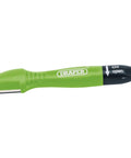 No Nonsense Garden Tool Sharpener With Tungsten Carbide Blade And Built In Oil Well For Quick Touch Ups On Secateurs Loppers And Pruning Shears, green ergonomic handle.