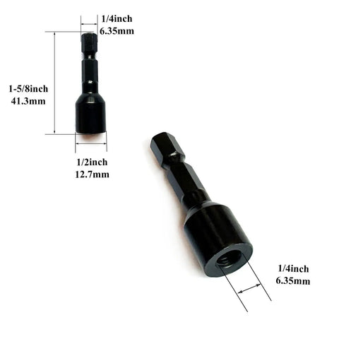 Dang Solid Heavy Duty 1/4 Inch Hex Drive Hanger Bolt Bit For Threaded Rods And Wood Screws All Threaded Insert Adapter, 1-5/8" long.