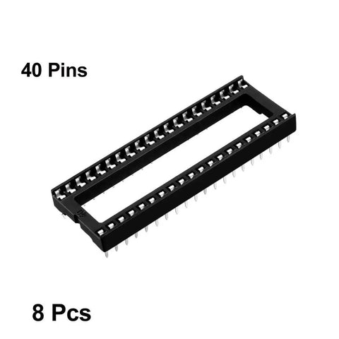 DIP IC Socket Adapter 8 Pack Solder Type 2.54mm Pitch Dual Row 40 Flat Pin 15mm Row Pitch For Easy IC Swaps Reusable Chip Holder