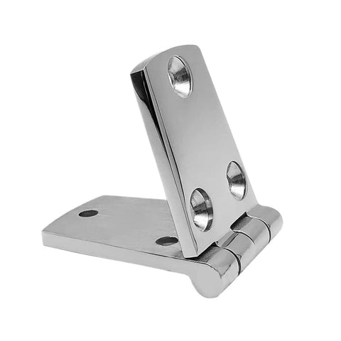 Rock Solid Heavy Duty Cast Door Strap Hinges Six Holes Mirror Polish Finish showing a durable metal hinge from a close angle.