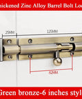 Secure Your Home With Heavy Duty Zinc Alloy Sliding Bolt Latch Smooth Glide Action Rock Solid Barn Door Hardware In Green Bronze Finish, 6 inch style.