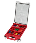 Packout Compact Low-Profile Tool Organizer With Transfer Tank Storage, open displaying compartments with various small parts