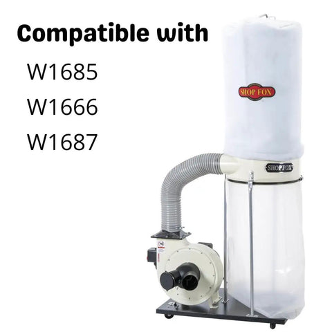 Heavy Duty Clear Dust Collector Bags For Shop Fox W1685 W1666 W1687, Fits D4573 shown on compatible Shop Fox model
