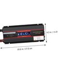 Straight Up Heavy Duty Dc To Ac Power Inverter Converter With Digital Lcd Screen and rugged aluminum shell, 10.6 x 4.3 inches, ideal for cars and homes.