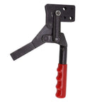 Beefy Fast Release Toggle Clamp for heavy duty fixtures, high carbon steel, 700kg holding power, red handle, side view