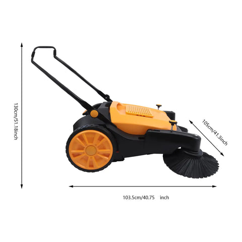 Heavy Duty Industrial Walk Behind Floor Sweeper 41 Inch Wide Path Efficient Dust And Debris Cleaner For Warehouses Workshops Great Way To Keep Spaces Clean Without Breaking A Sweat Super Fast Cleaning Power