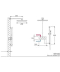 Heavy Duty All Copper Concealed Shower Set With Top Shelf Spray Wall Mounted Two Function Bath Tub System technical diagram with dimensions.