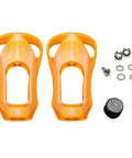 Upgrade Your Baitcast Reels With These Kickass Acrylic Handle Knobs Featuring Super Smooth Ball Bearings And A Lightweight Design For That Next-Gen Fishing Adventure You Been Waiting For. two orange acrylic reel knobs with bearings, screw and gaskets
