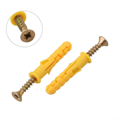 50 Piece Drywall Anchors And Screws Kit With Self Drilling Metal Wall Anchors Anti Spin Grip For Easy Hanging Projects M6 Fasteners And M8x40 Screws For Quick Install No Pre Drill, yellow drywall anchor and screw set
