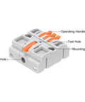 Heavy Duty DIN Rail Terminal Blocks 4 Pack Quick Push Wire Connectors 1 In 3 Out Splitter 32A Rated wiring connector with orange handles