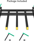 Package included heavy duty 48 inch clamp on pallet forks for tractor bucket debris forks for skid steer and front end loader