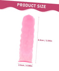 No Sweat Finger Shields Durable Anti Static Pink Latex Covers For Joint Relief And Cracked Skin Repair, showing size details 6.5cm by 2.5cm.