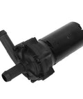 Straight Bolt On Auxiliary Electric Coolant Pump For Smooth Intercooler And Battery Cooling Replaces 11537630368, black electric coolant pump, close-up view.