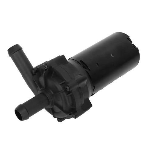 Straight Bolt On Auxiliary Electric Coolant Pump For Smooth Intercooler And Battery Cooling Replaces 11537630368, black electric coolant pump, close-up view.