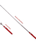 Telescopic magnetic pickup tool with 10lb magnet extended to 30 inches, metal shaft and red pocket-clip handle