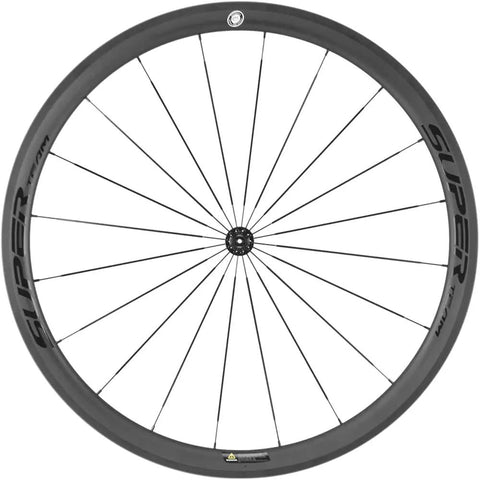 Kickass Tubeless Ready Carbon Fiber Wheelset for 700c Road Bikes, Toray T700, UCI Approved, V Brake, Shimano Compatible, Front View