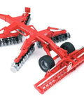 1:16 scale red disc harrow tractor attachment toy with foldable frame and 54 spinning discs