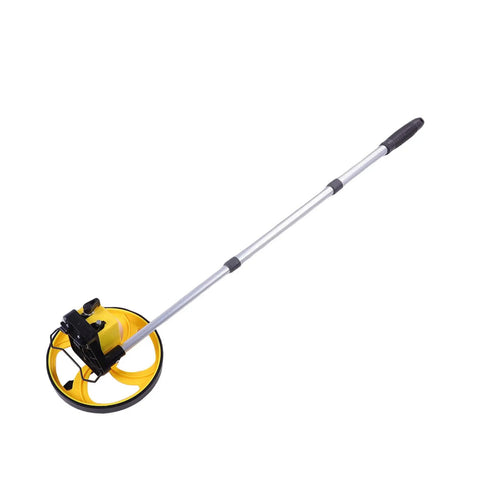 Hilitand Distance Measuring Wheel, 8 Inch Telescopic Design with adjustable aluminum rod and yellow measuring wheel.