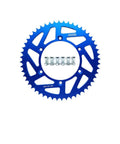 Heavy Duty Rear Drive Sprocket With 52 Teeth Ready To Rip Up The Trails And Shift Smooth On Gnarly Terrain Built From Cold Rolled Steel, blue finish.