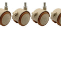 Grab These Top Shelf Smooth Rolling 4 Piece Rubber Threaded Casters For Squeaky Utility Carts, M6 M8 Swivel Stem Replacement Parts With Reliable Locking Brake, Heavy Duty Twin Wheels For Home Diy Projects - set of four beige twin wheel casters with locking brakes.