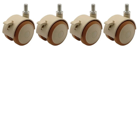Heavy Duty Rubber Tread Swivel Casters With Quick Kick Brakes M6 M8 Threaded Stem Replacement For Furniture Carts Mobile Workbenches four piece set.
