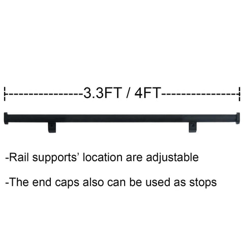 Rolling Ladder Hardware Kit With Metal Track System And Floor Rollers Black Finish No Ladder Included bracket view