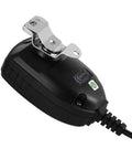 Back view showing belt clip of Two Way Radio Shoulder Speaker Mic With PTT Button And Mic Hanger For Portable Radios Hands Free Communications