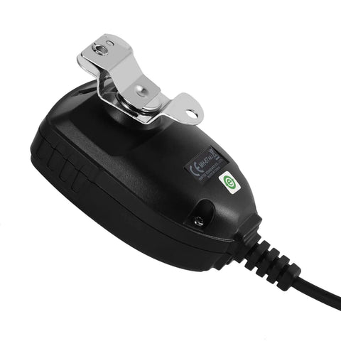 Back view showing belt clip of Two Way Radio Shoulder Speaker Mic With PTT Button And Mic Hanger For Portable Radios Hands Free Communications