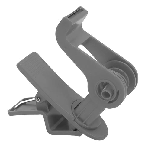 Workhorse 2 Pack Table Clamp Tape Dispenser With Rock Solid Non Slip Grip And 360 Degree Rotating Cutter No Sweat Setup For Home Office Workshop Shipping Grey close-up of grey tape dispenser with clamp and cutter mechanism.