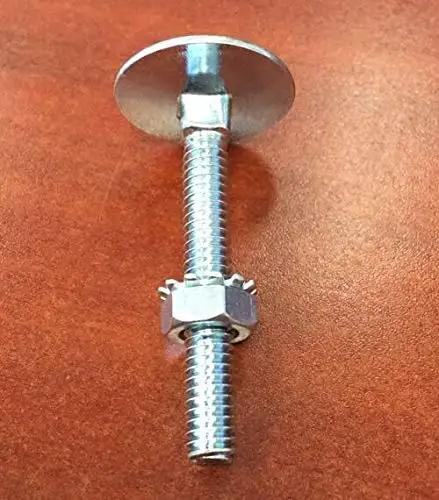 Heavy Duty Two Inch Elevator Bolt And Nut Replacement Set For Hassle Free Overhead Door Maintenance With Tough As Nails Steel Build and a Clean Silver Finish.