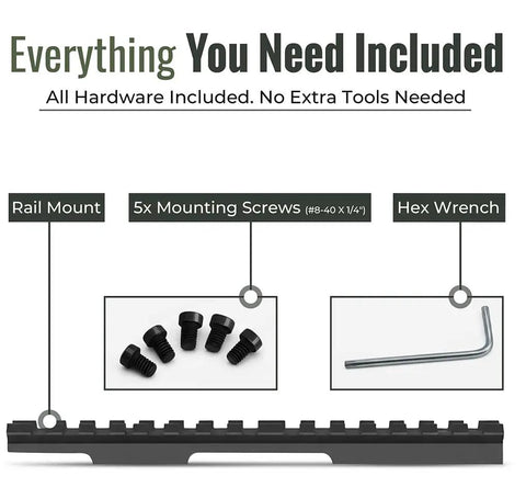 Picatinny Scope Rail Mount For Savage Mark II 93 And 93R17 5.8 Inch Aluminum Base Matte Black Anodized Finish Includes Eight Forty Screws And Torx Key Included with hardware
