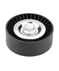 Premium Heavy Duty Belt Tensioner Compatible For BMW Main Drive Crankshaft Pulley Kit 11287524267 11281440378 11287631810 74Mm Idler Direct bolt fit, black steel pulley close-up