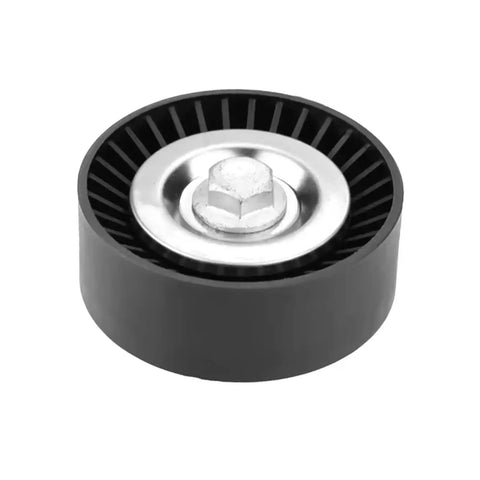 Premium Heavy Duty Belt Tensioner Compatible For BMW Main Drive Crankshaft Pulley Kit 11287524267 11281440378 11287631810 74Mm Idler Direct bolt fit, black steel pulley close-up