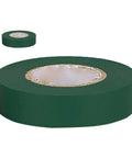 Heavy Duty Pvc Electrical Tape Rated Up To Six Hundred Volts With Rock Hard Sunlight And Chemical Resistance That Actually Grips Tight On Any Wire Bundle Indoors Or Outdoors, green roll on white background.