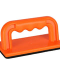 Safety Orange Oblique Push Block For Table Saws And Router Tables Featuring Steady Grip And Non Slip Base with handle and base view.