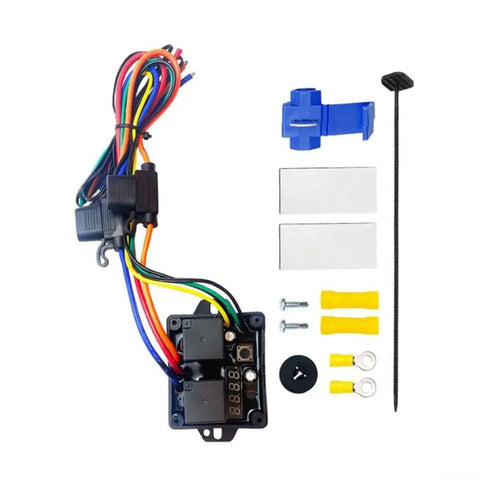 Digital Thermostatic Fan Switch Kit for 12V Motors and EVs Adjustable Temperature Activation 40C to 120C with Prewired Harness Relay and Accessories