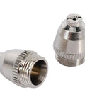 Top Grade 100 Piece Plasma Cutter Consumables Kit Featuring Nozzles And Electrodes Perfect For Ag60 Wsd60 Sg55 Machines To Keep Your Cutting Burner Running Like A Champ - close-up of two electrocuting nozzles.