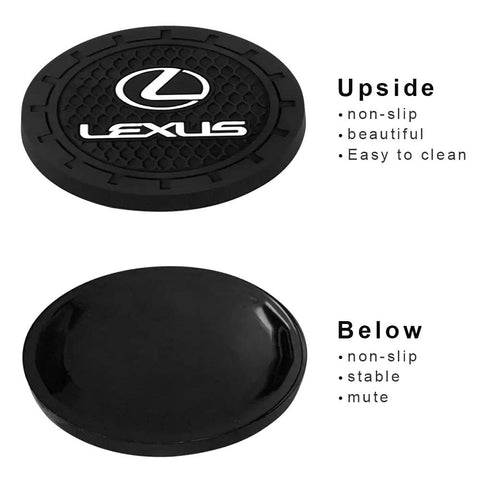 Lexus Cup Holder Coaster Set For Your Ride Silicone Car Interior Accessories Two Pack Honeycomb Design Non Slip Coasters Upside and Below View