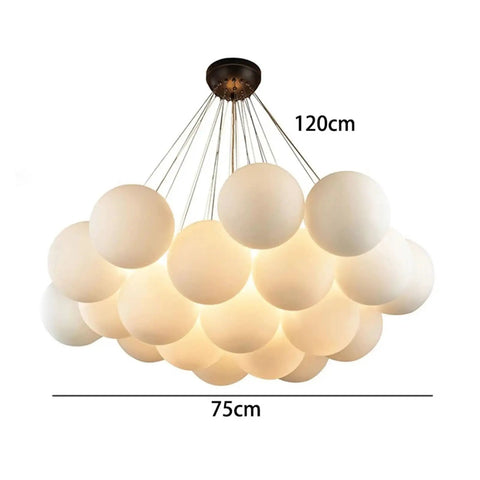 Bubble Glass Chandelier White Ball Suspension Pendant Lamp Hanging Light for Living Room Bedroom Home Decor,Modern in large size.