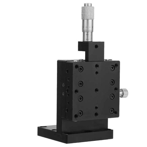 60x60mm Linear Stage XY Translation Stage With Single Linear Guide Sliding Track, black anodized aluminum, side view