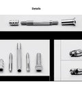 Straight Up Killer Pin Vise With Sleek Reversible Steel Collets for tiny wires and hardware bits, showing various collet sizes.